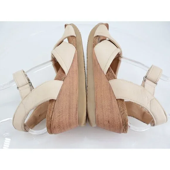 Miz Mooz Sofie Sandals Womens Size 41 EU 9.5 / 10 Ivory Leather Wedge Slingback - Picture 9 of 13